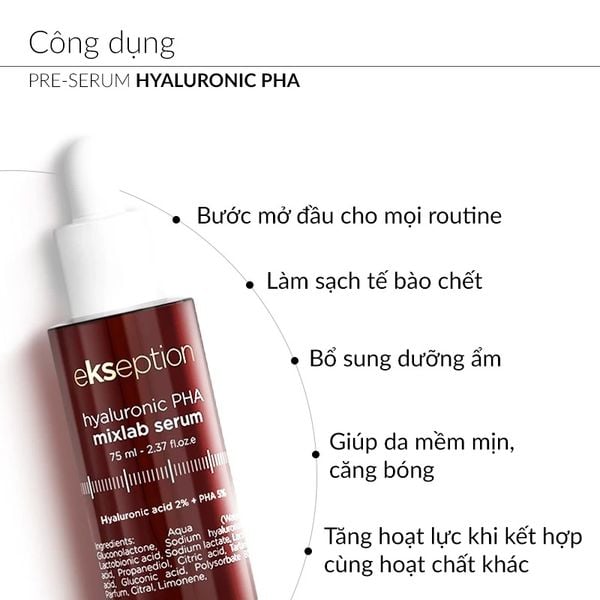 Tinh chất giúp giảm nếp nhăn và cải thiện độ đàn hồi cho da Ekseption Hyaluronic PHA Mixlab Serum